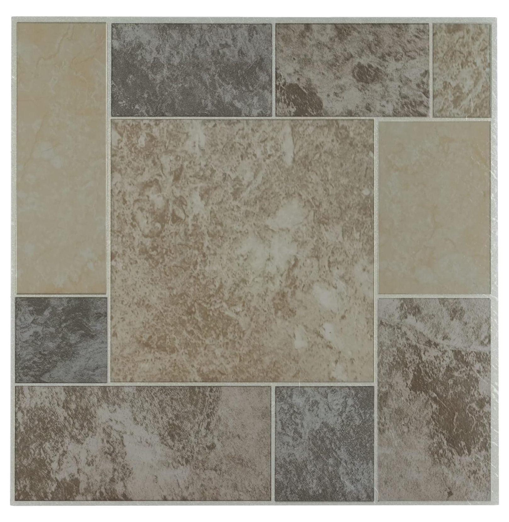 Ancient Beige Mosaic 12'' Self-Adhesive Vinyl Tile with Water Protection