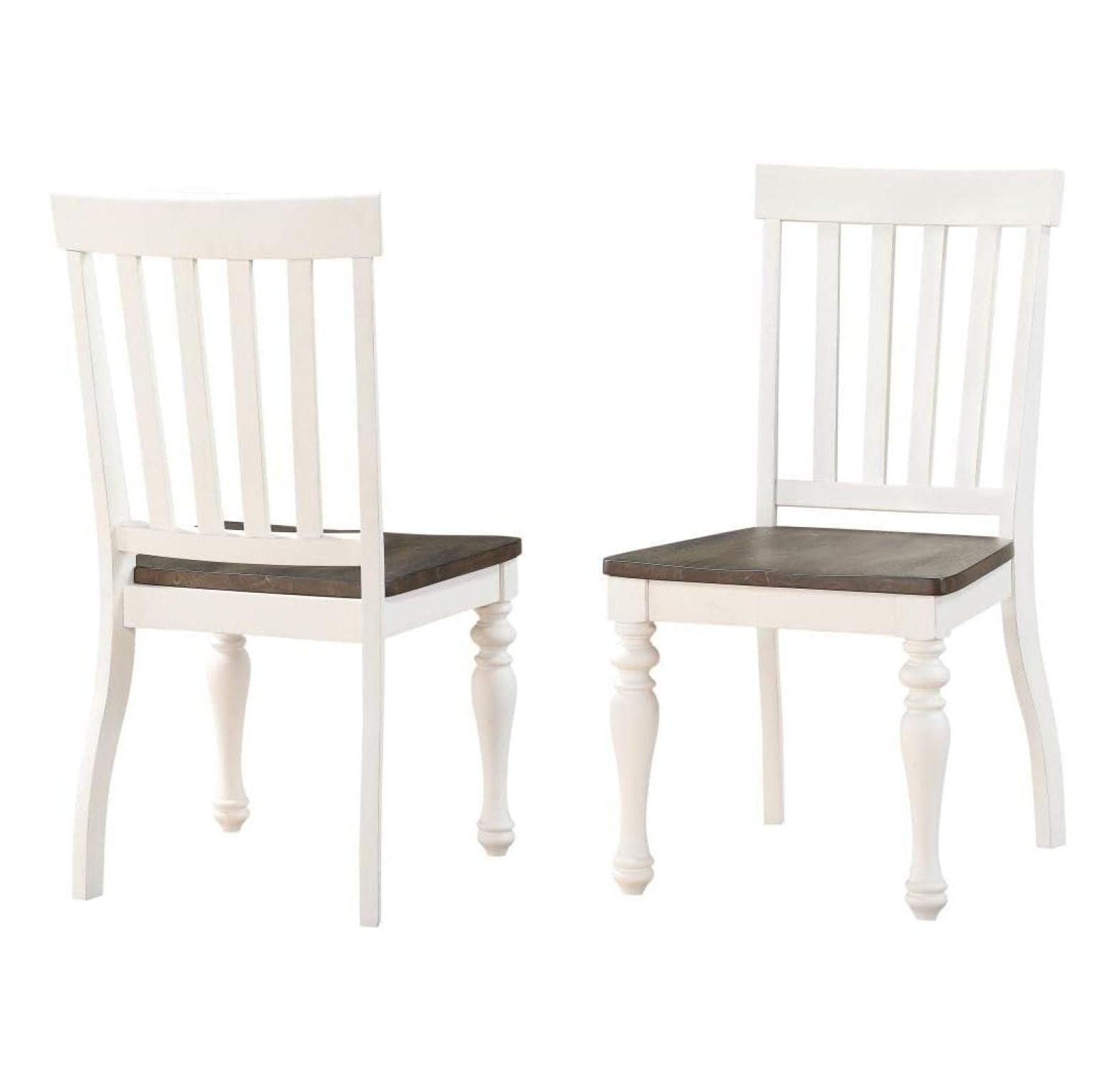 Joanna Two-Tone Ivory and Charcoal Hardwood Slat Side Chair, Set of 2