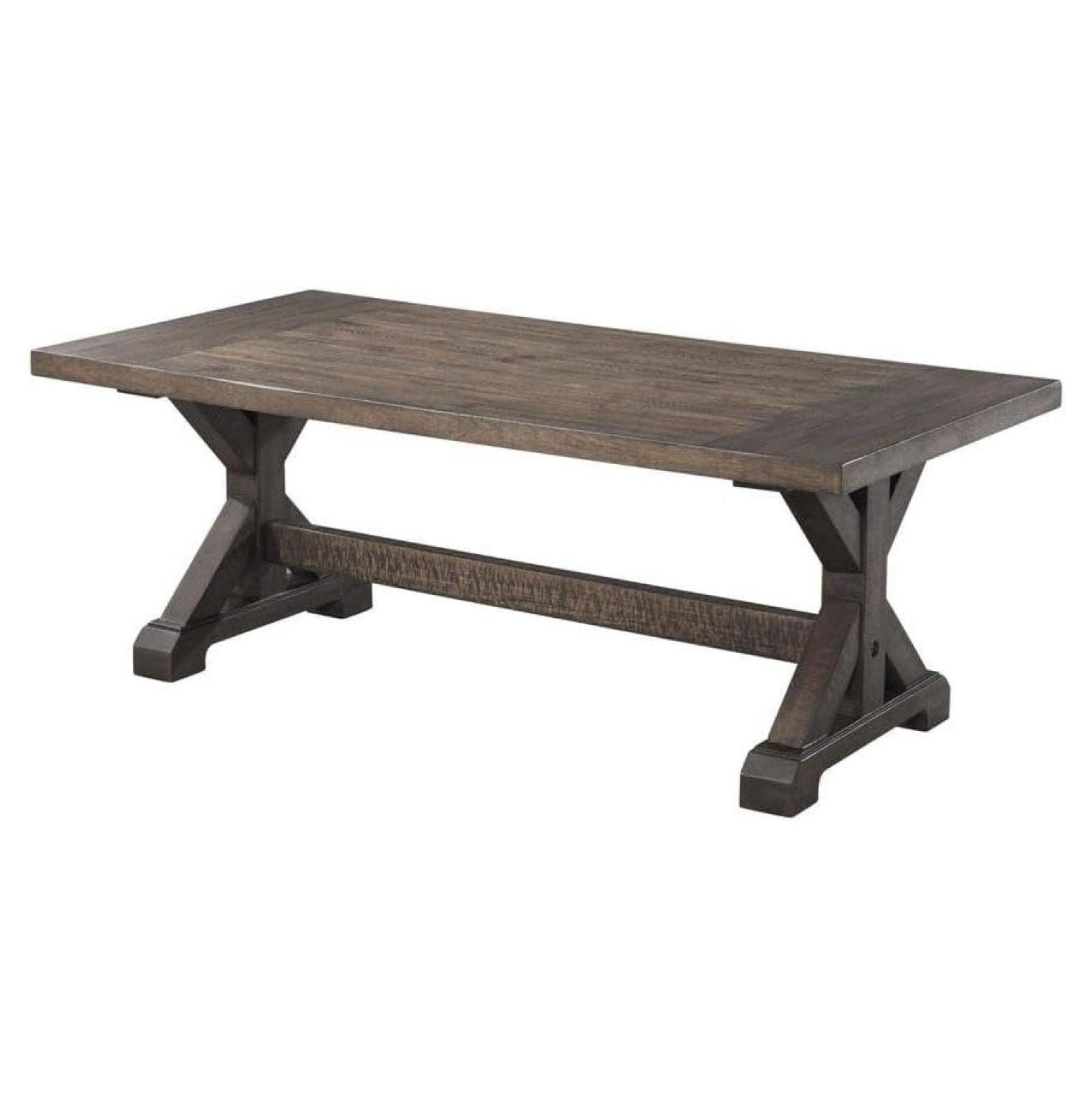 Rustic Trestle Base Rectangular Coffee Table in Walnut