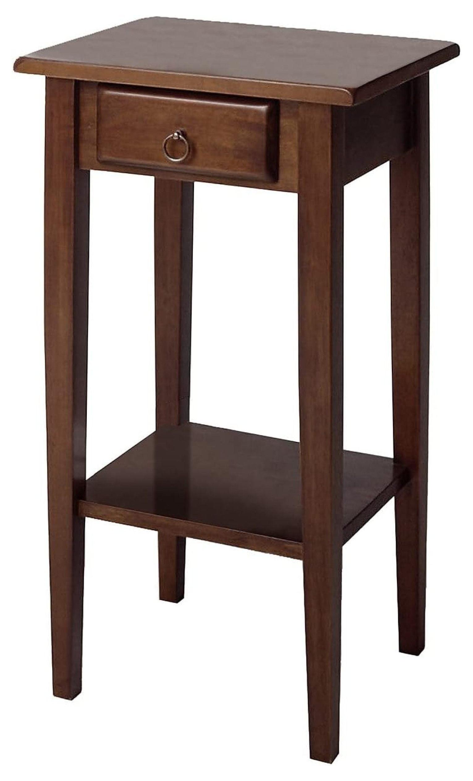 Transitional Regalia 29.5" Walnut Wood & Stone Accent Table with Storage