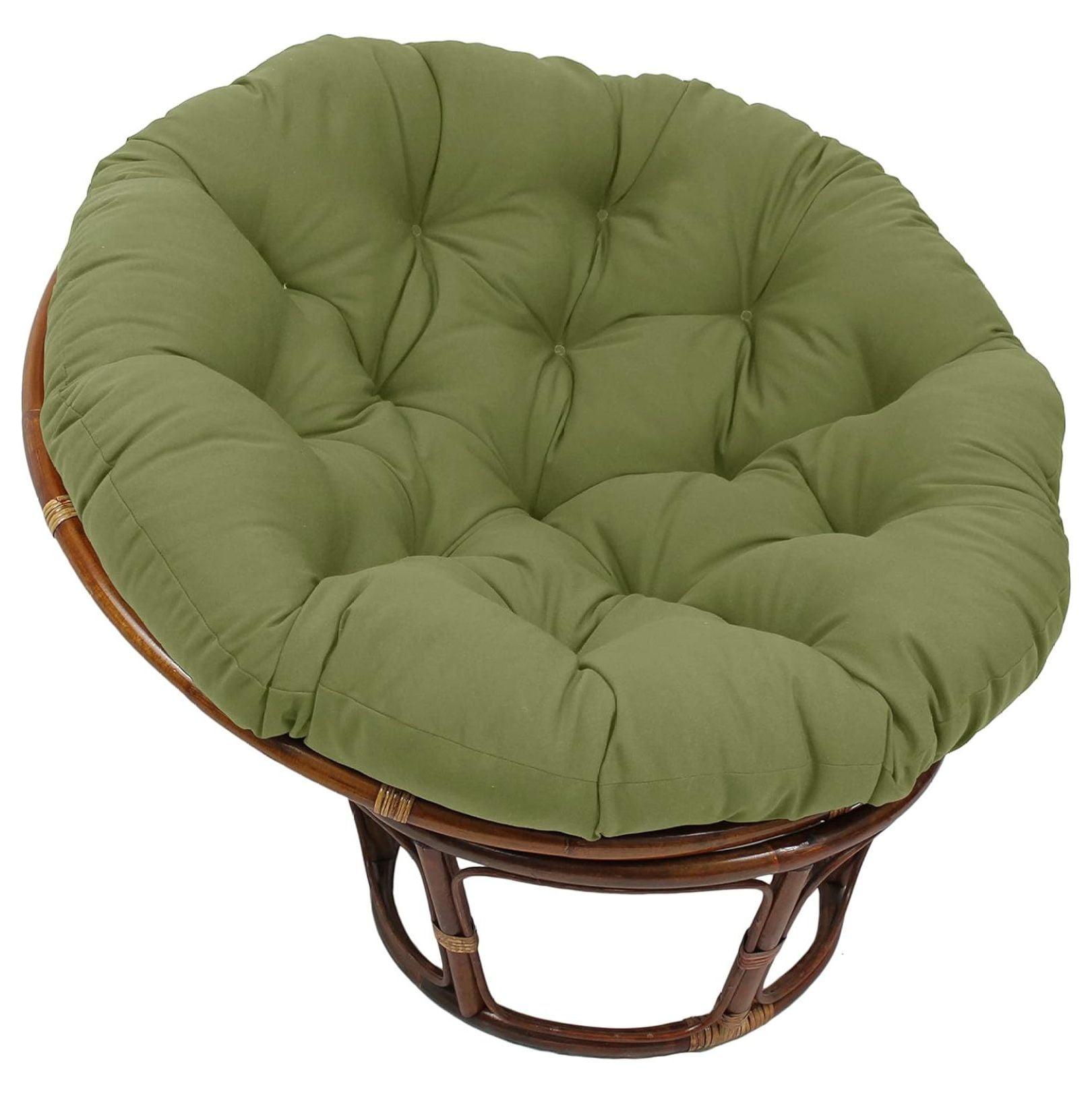 Sage Green Tufted Twill Papasan Cushion 44" Indoor Comfort