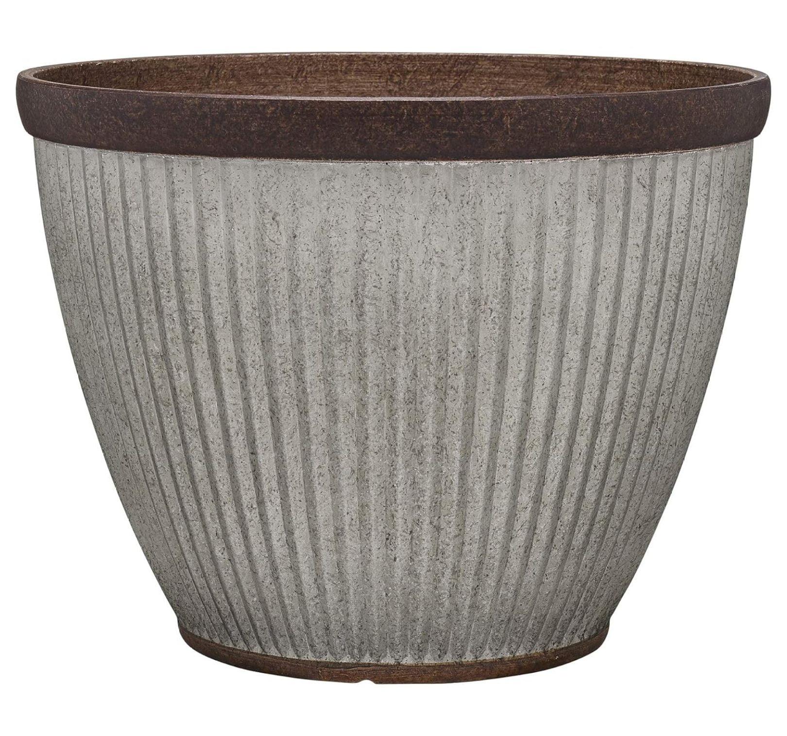 Westlake 20.5" Rustic Brown Resin Outdoor Planter