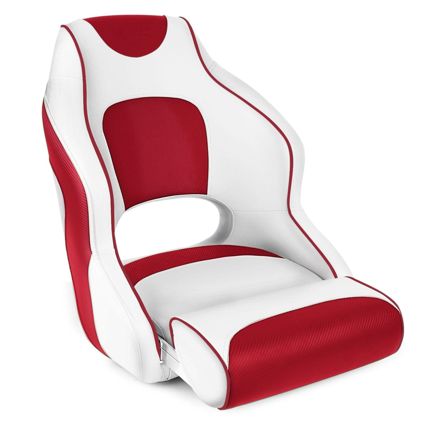 White and Red Marine Vinyl Captain's Bucket Boat Seat