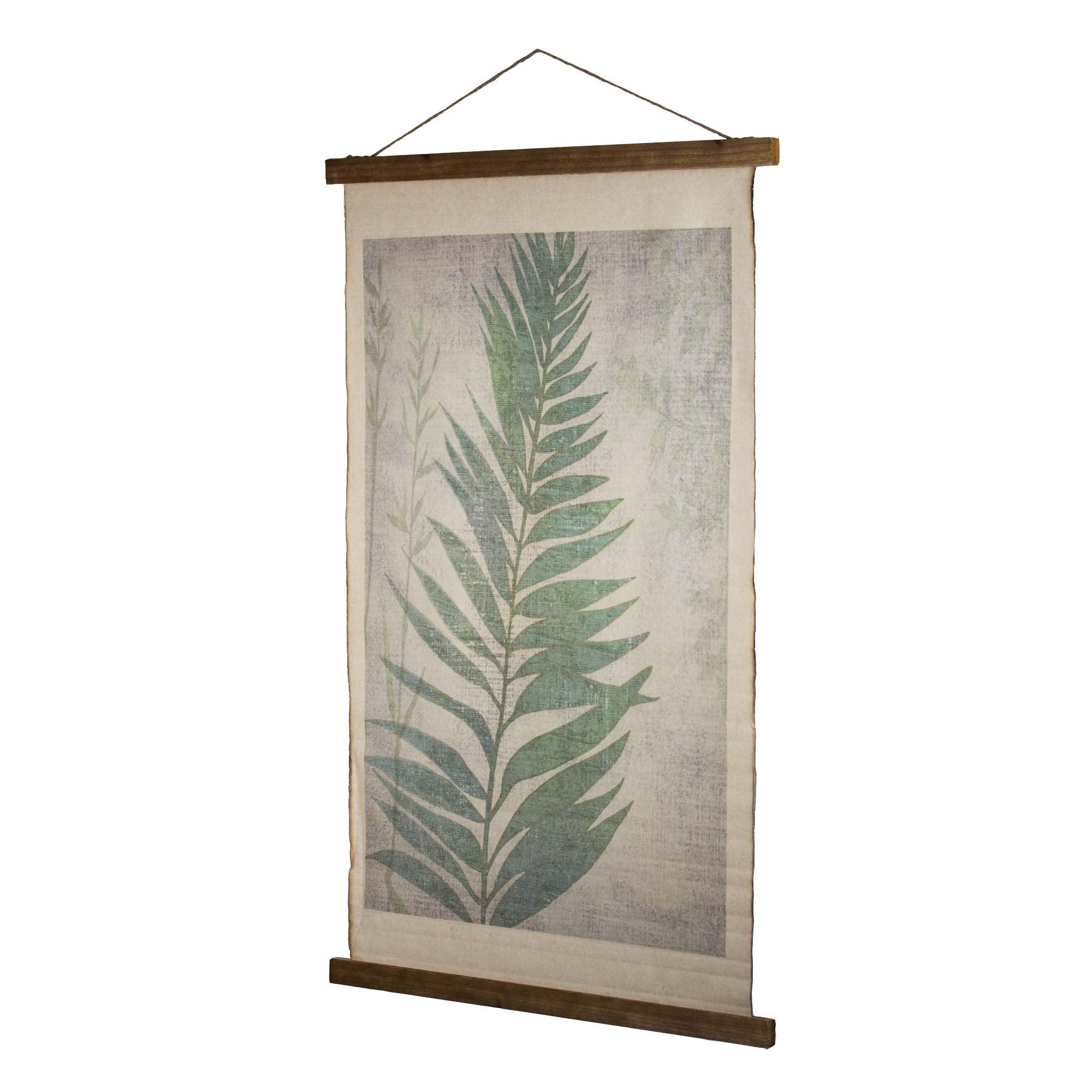 Green Leaf Cotton Linen Tapestry with Jute Rope