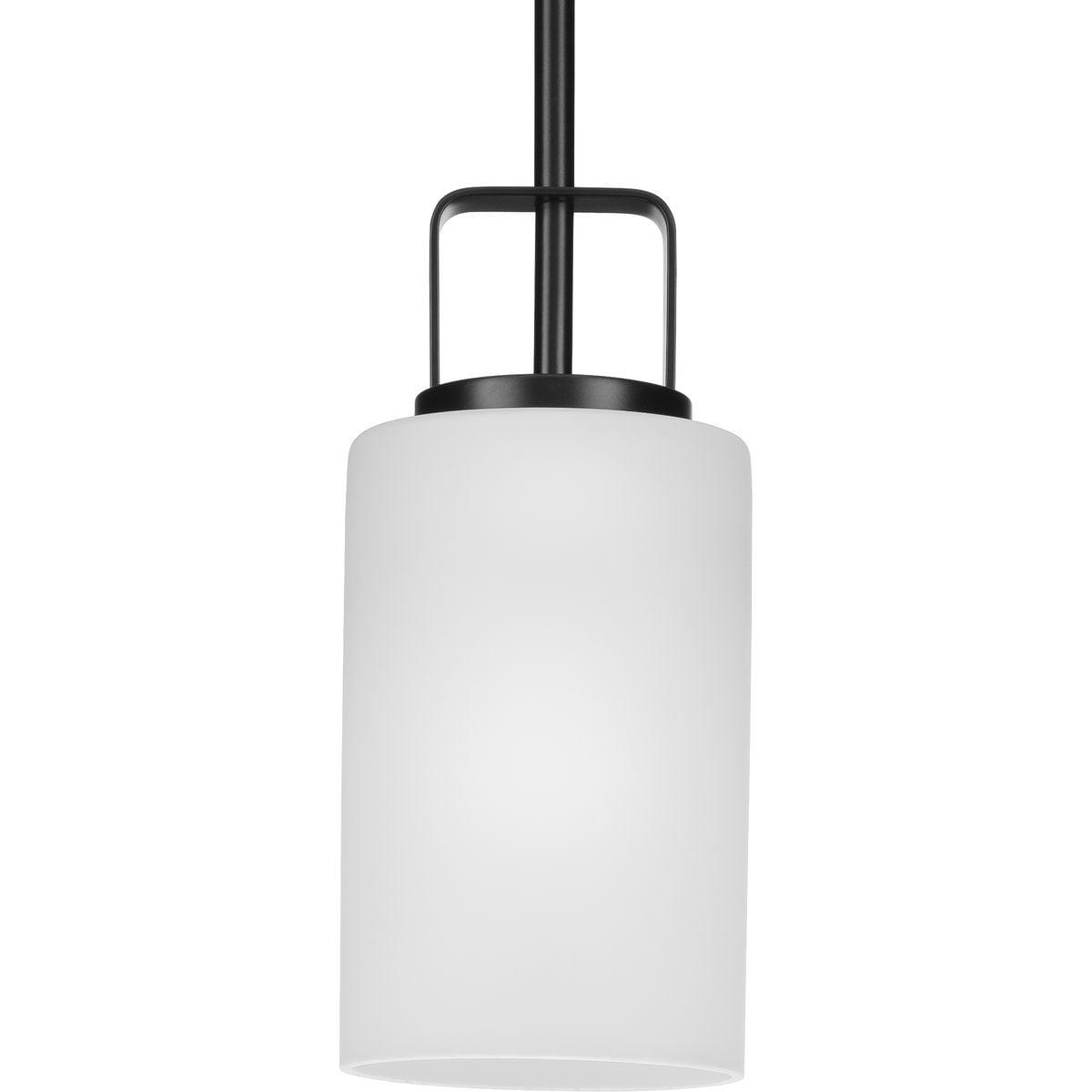 Matte Black and Etched Glass 11" Modern Farmhouse Mini-Pendant Light