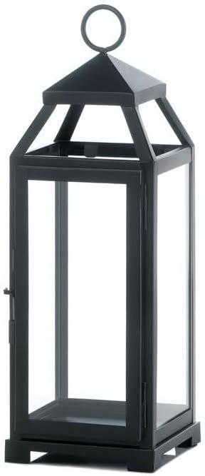 Medium Black Iron and Glass Hanging Candle Lantern