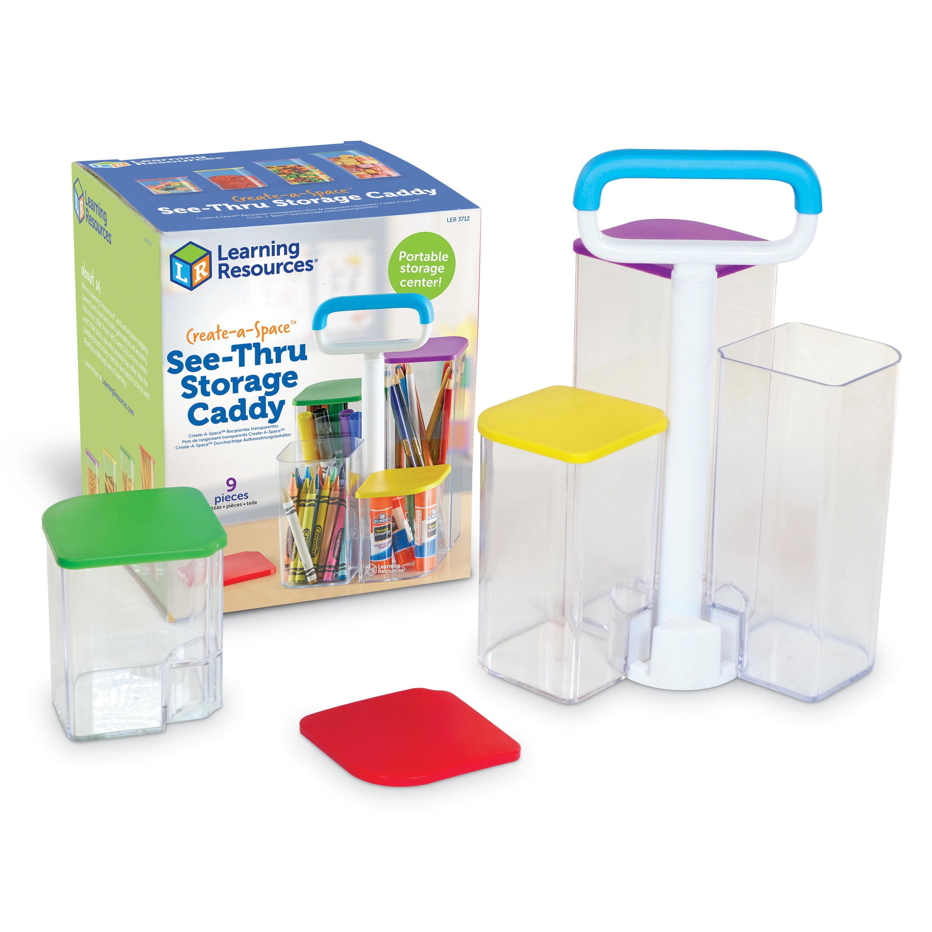 Colorful Stackable Kids' See-Thru Storage Caddy with Lids