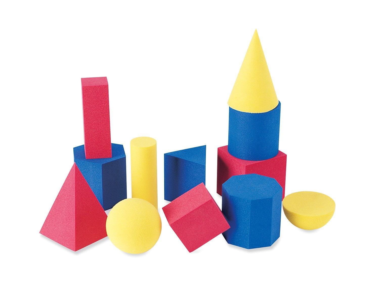 Learning Resources Hands-On Soft Geosolids, Soft Foam 3D Shapes, Set of 12, Ages 5+