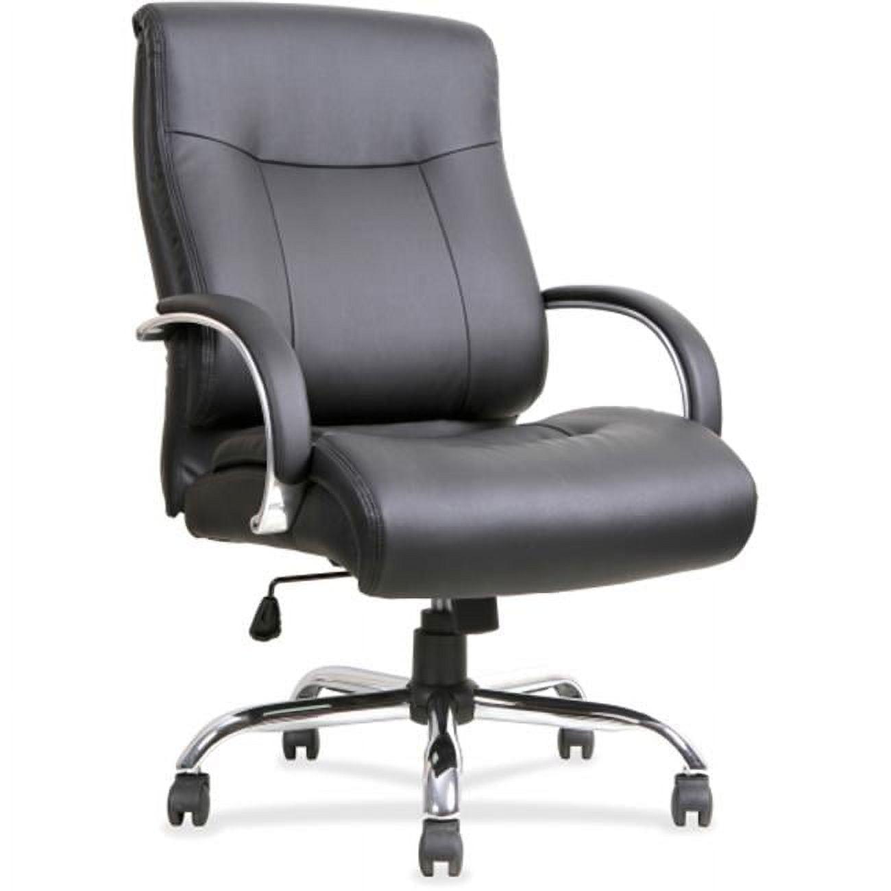 Black Leather Deluxe Swivel Office Chair with Chrome Base