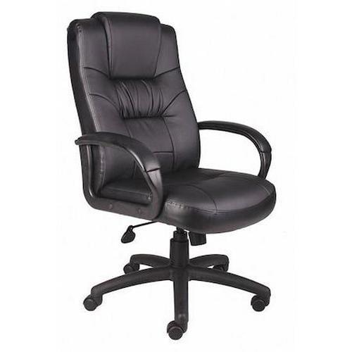 Black High Back Leather Executive Swivel Chair with Fixed Arms