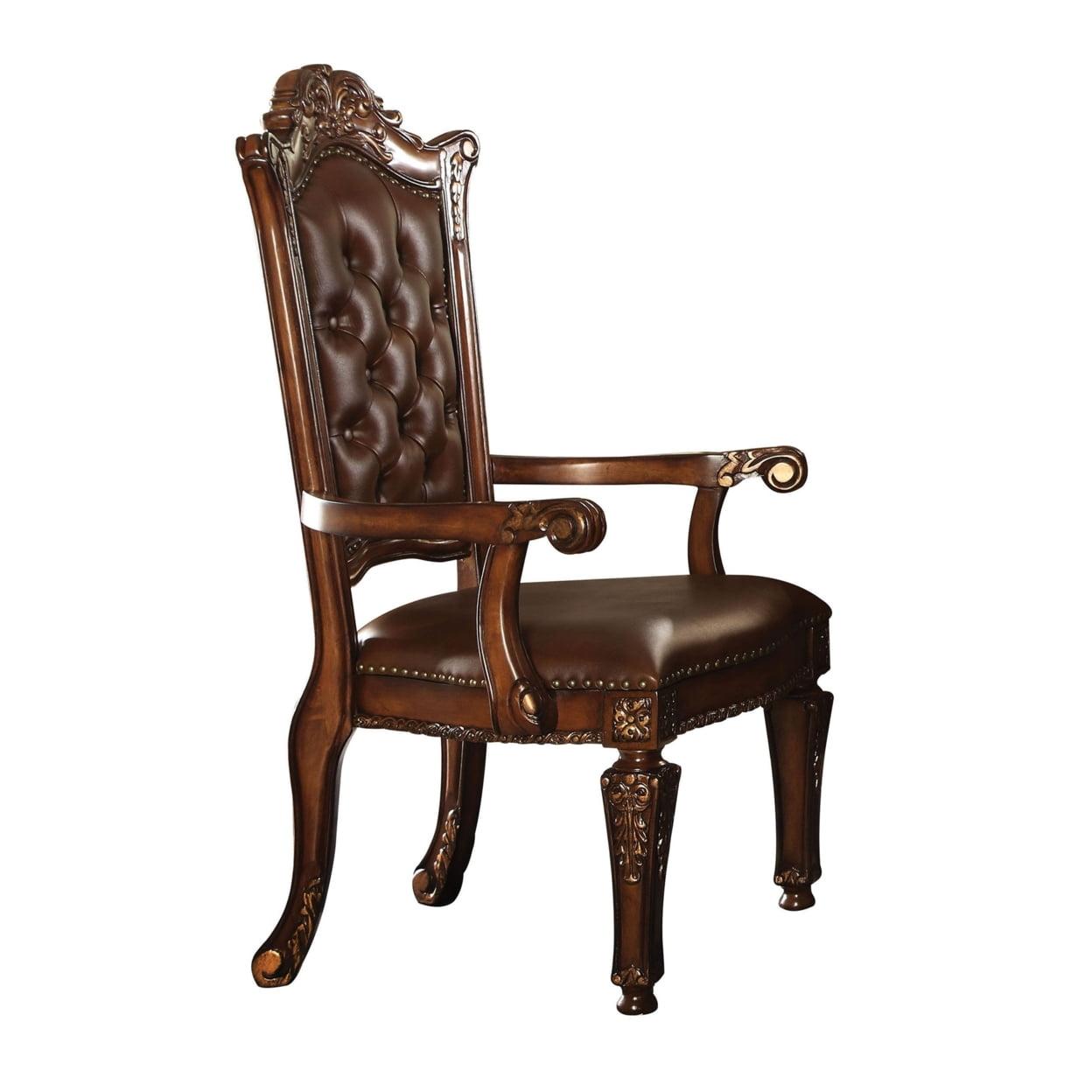 Cherry Brown Tufted Faux Leather Executive Armchair