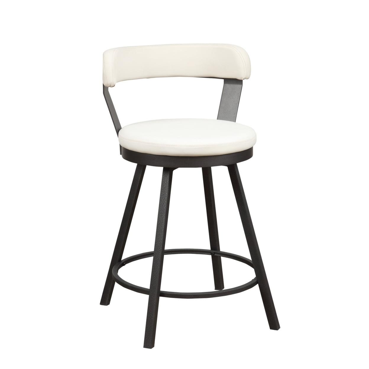 Elysian White Leatherette Swivel Counter Chair with Metal Base, Set of 2