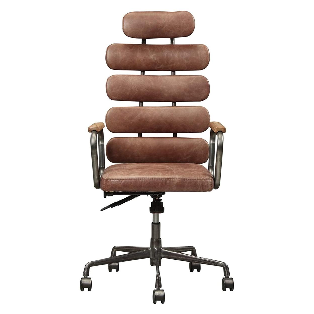 Genuine Leather Office Chair, Swivel Computer Chair, Home Office Chair