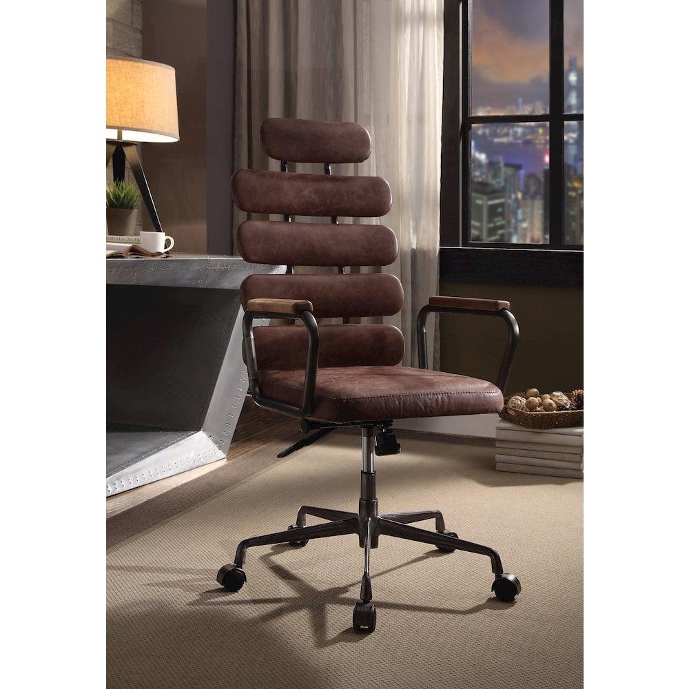 Genuine Leather Office Chair, Swivel Computer Chair, Home Office Chair