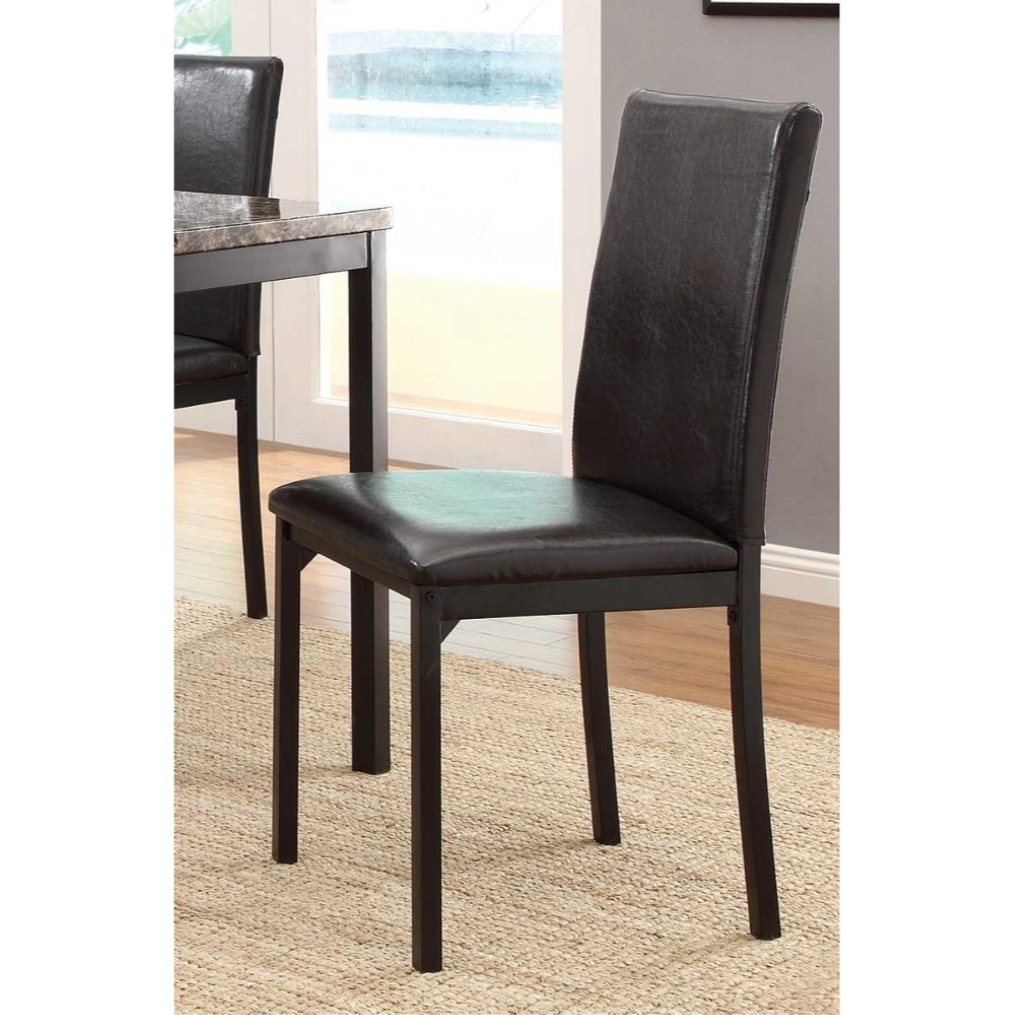 Elevated Faux Leather & Metal Side Chair in Brown - Set of 4