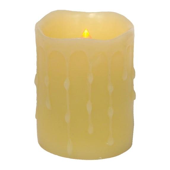 Led Wax Dripping Pillar Candle (Set Of 4) 3"D X 4"H Wax, Plastic - 2 C Batteries Not Incld.
