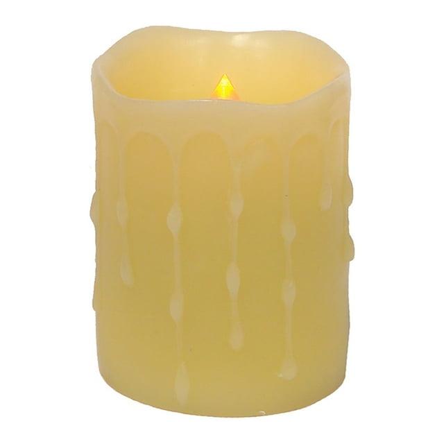 Led Wax Dripping Pillar Candle (Set Of 4) 3"D X 4"H Wax, Plastic - 2 C Batteries Not Incld.
