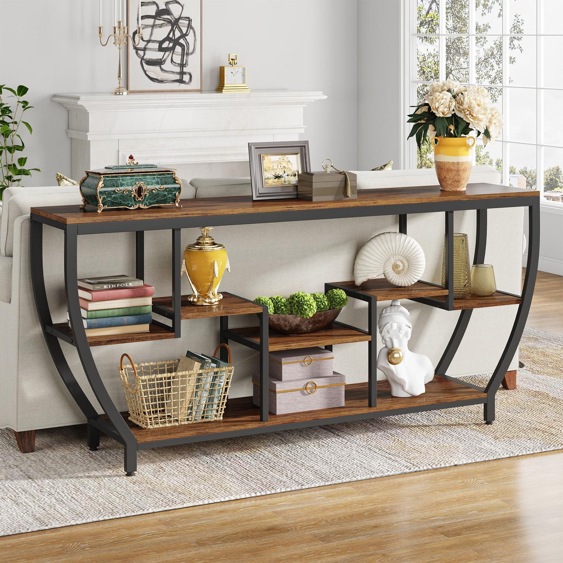 Tribesigns Sofa Console Table, 70.9 Inches Extra Long Console Table with Shelves, Rustic Behind The Couch Table with Storage, Industrial Table Behind Sofa Accent Table