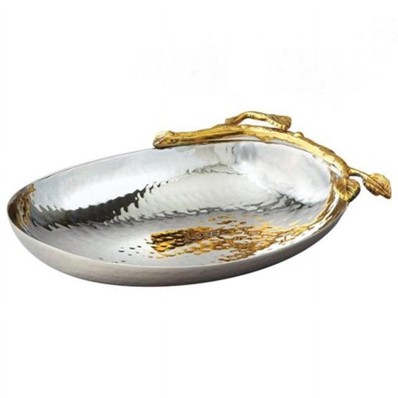 Jiallo  Golden Vine Hammered Stainless Steel Nut Bowl, 6.25 x 4.25"