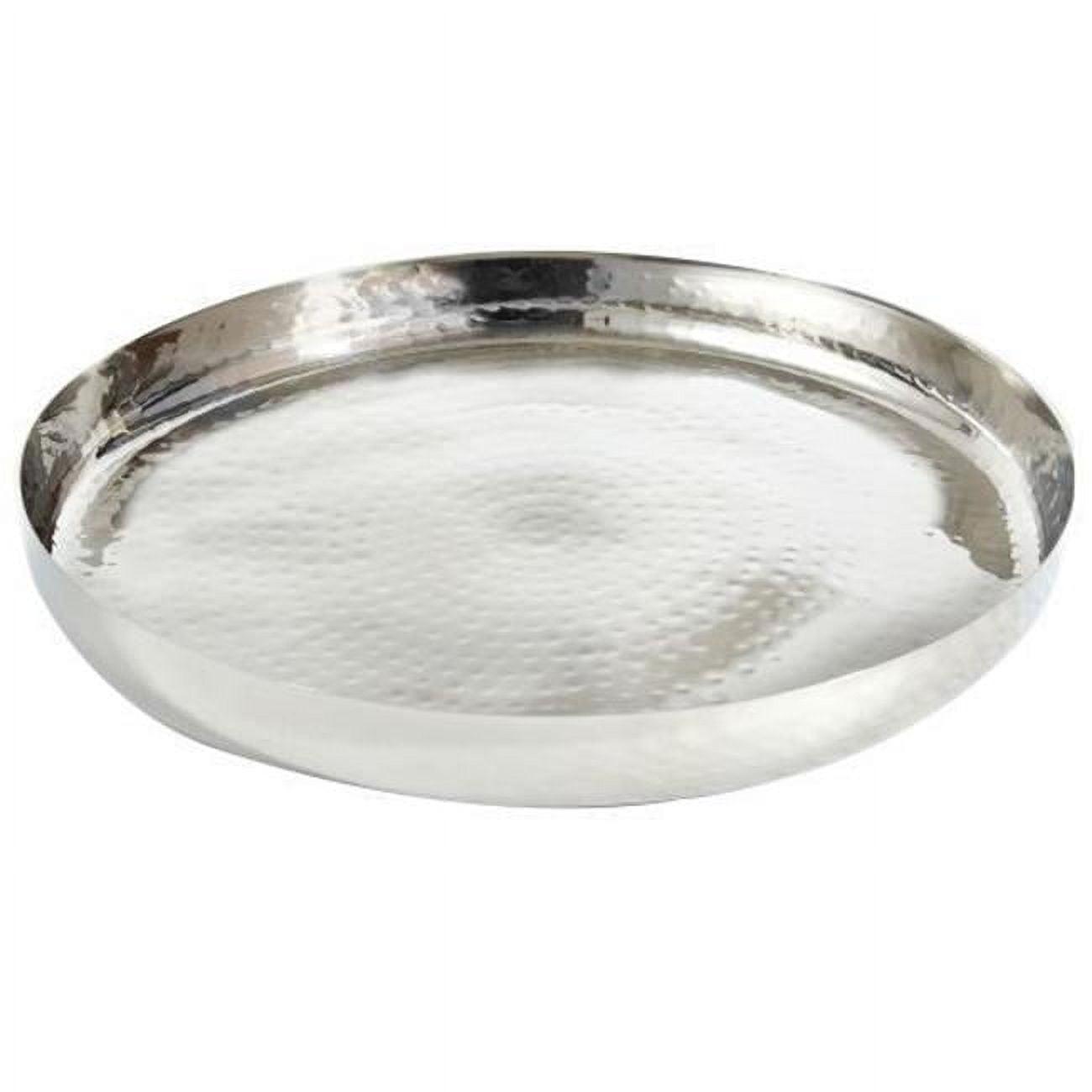 16" Silver Hammered Stainless Steel Round Tray