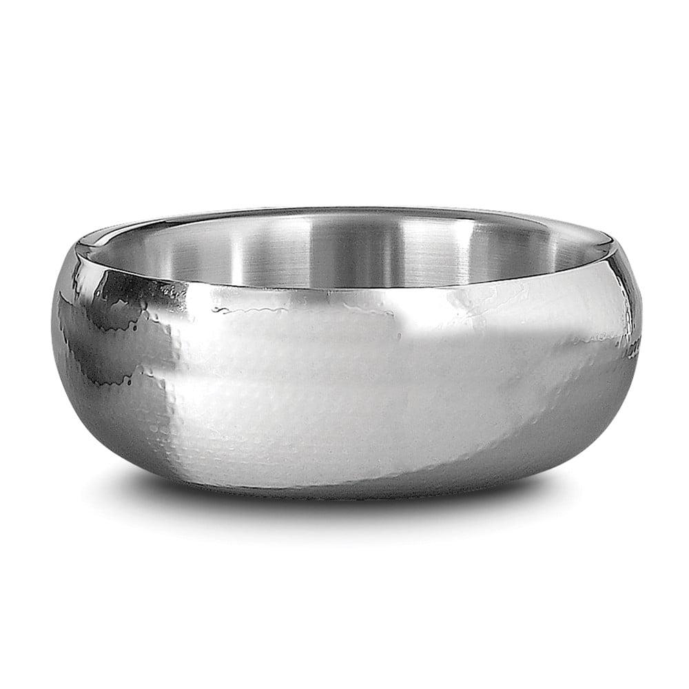 Classic Hammered Stainless Steel 11.5" Round Salad Serving Bowl