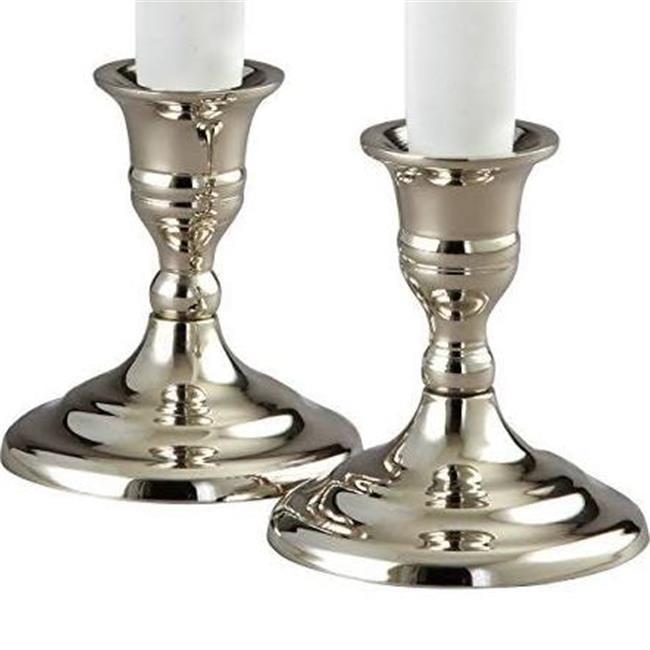 Elegant Hampton 3.5" Nickel Plated Stainless Steel Candlestick Pair