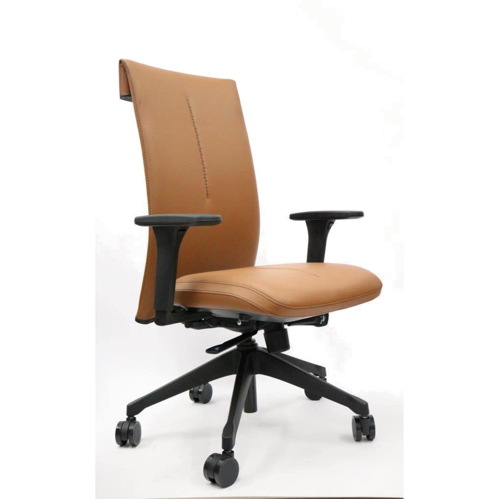 High-Back Executive Brown Leather Adjustable Office Chair