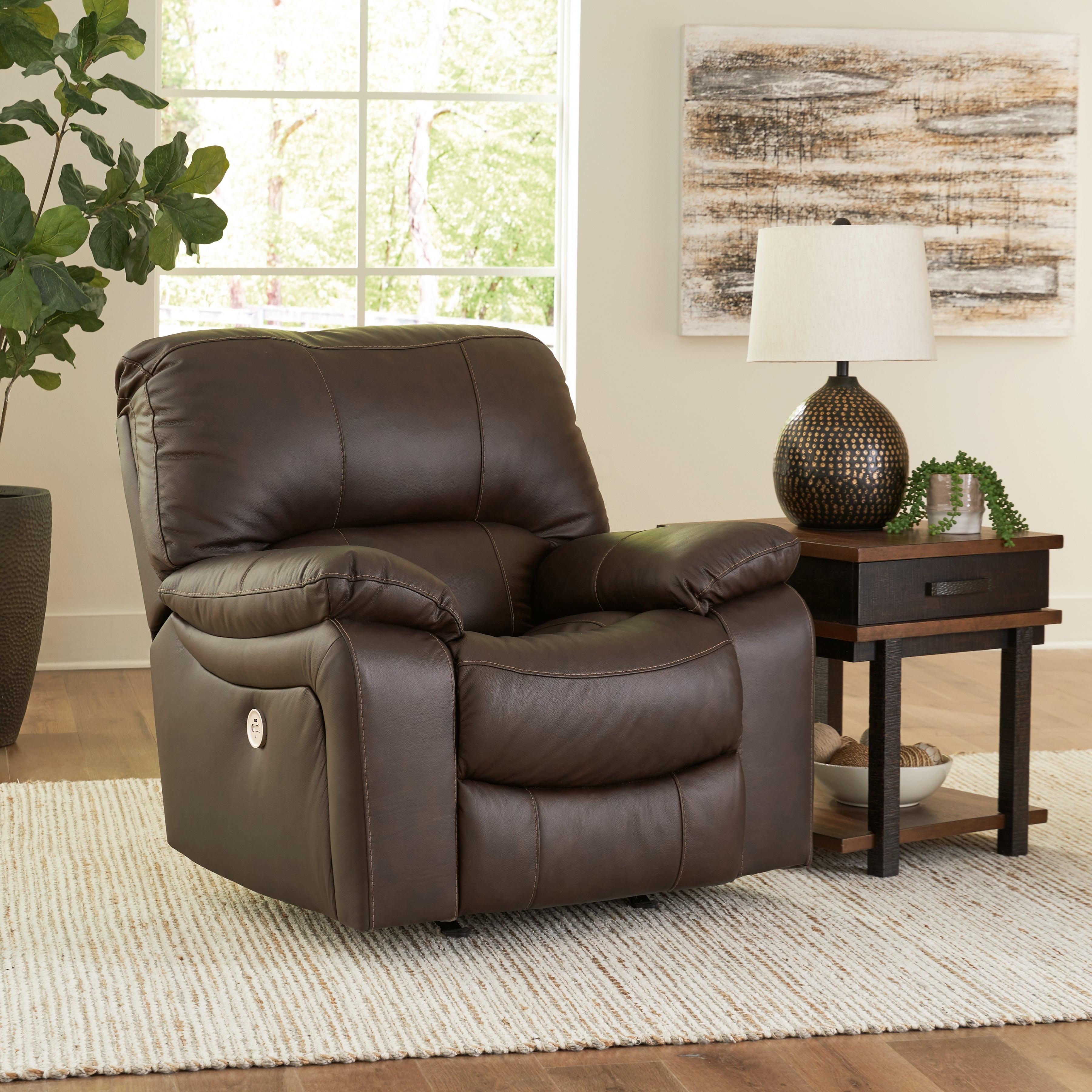 Ashley Furniture Leesworth Dark Brown Power Recliner