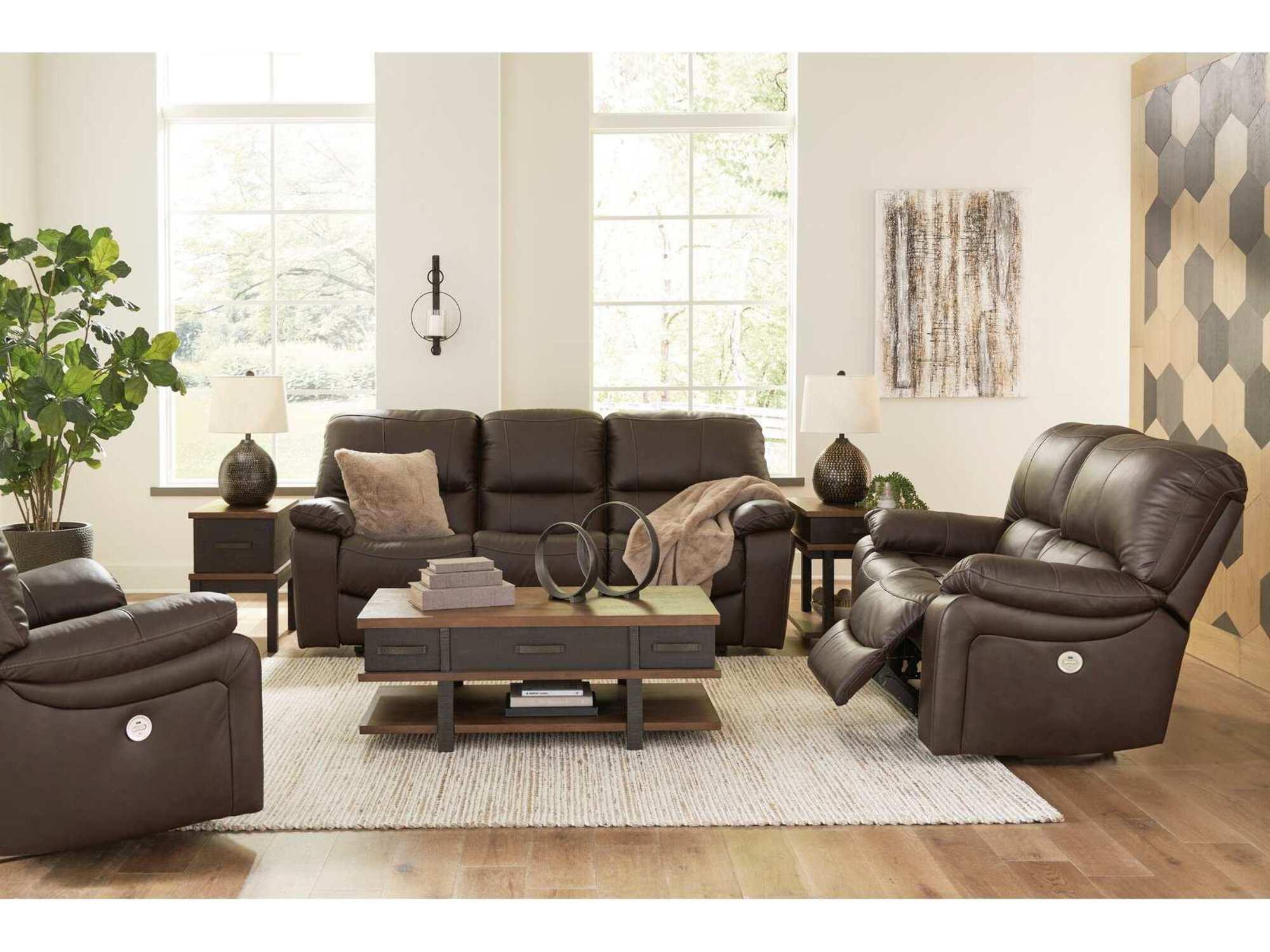 88" Dark Brown Faux Leather Power Reclining Sofa