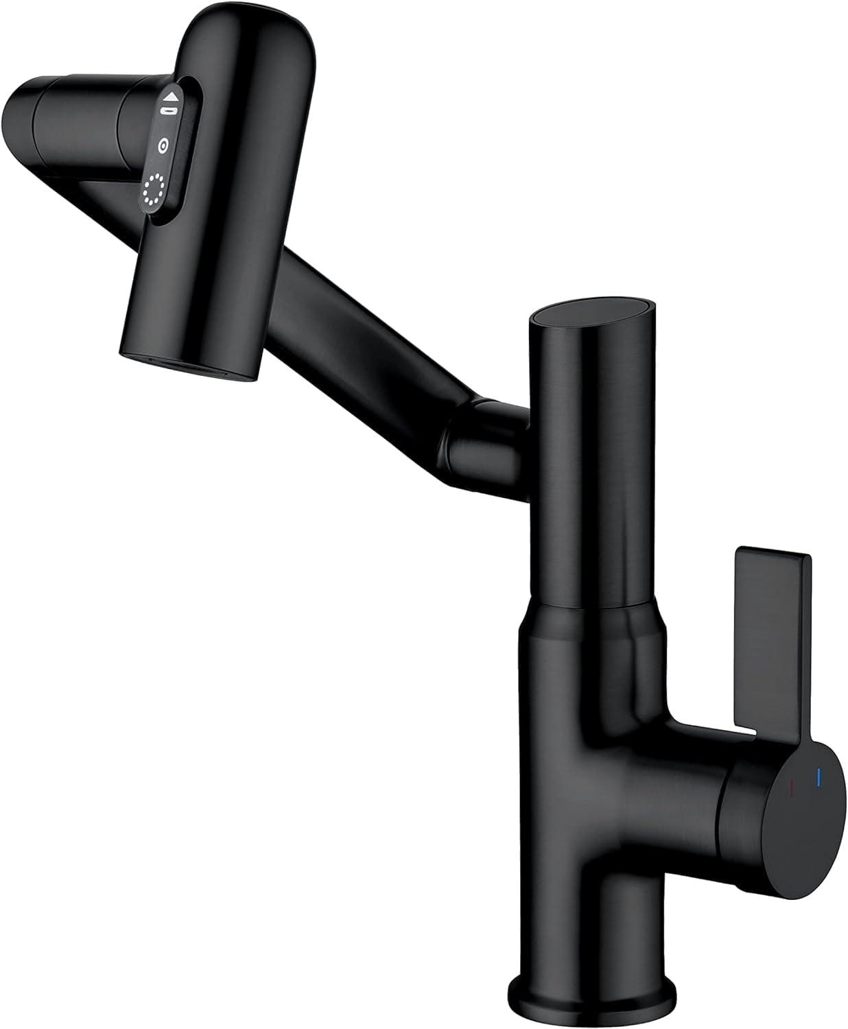 Lefton BF2204-3 Lefton Rotatable Single Hole Bathroom Faucet with Temperature Display BF2204