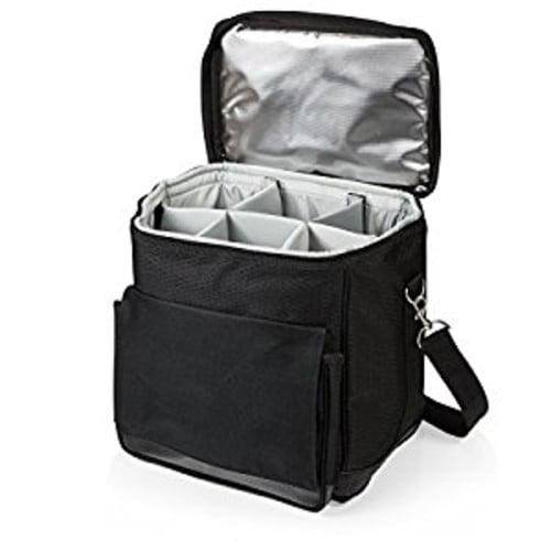 LEGACY Cellar 6-Bottle Wine Carrier & Cooler Tote - Insulated Traveling Portable Wine Bag Platinum