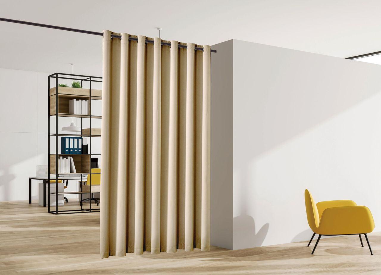 Blackout Room Divider Panel Privacy Partition Heavyweight Premium Fabric Thermal Insulated Grommet Top Cappuccino Color 48 W X 84 L Inches