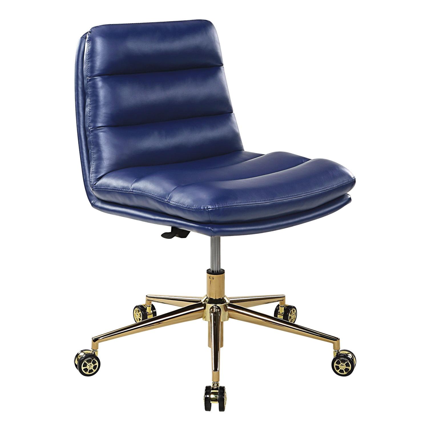 Legacy Office Chair in Navy Faux Leather with Gold Base