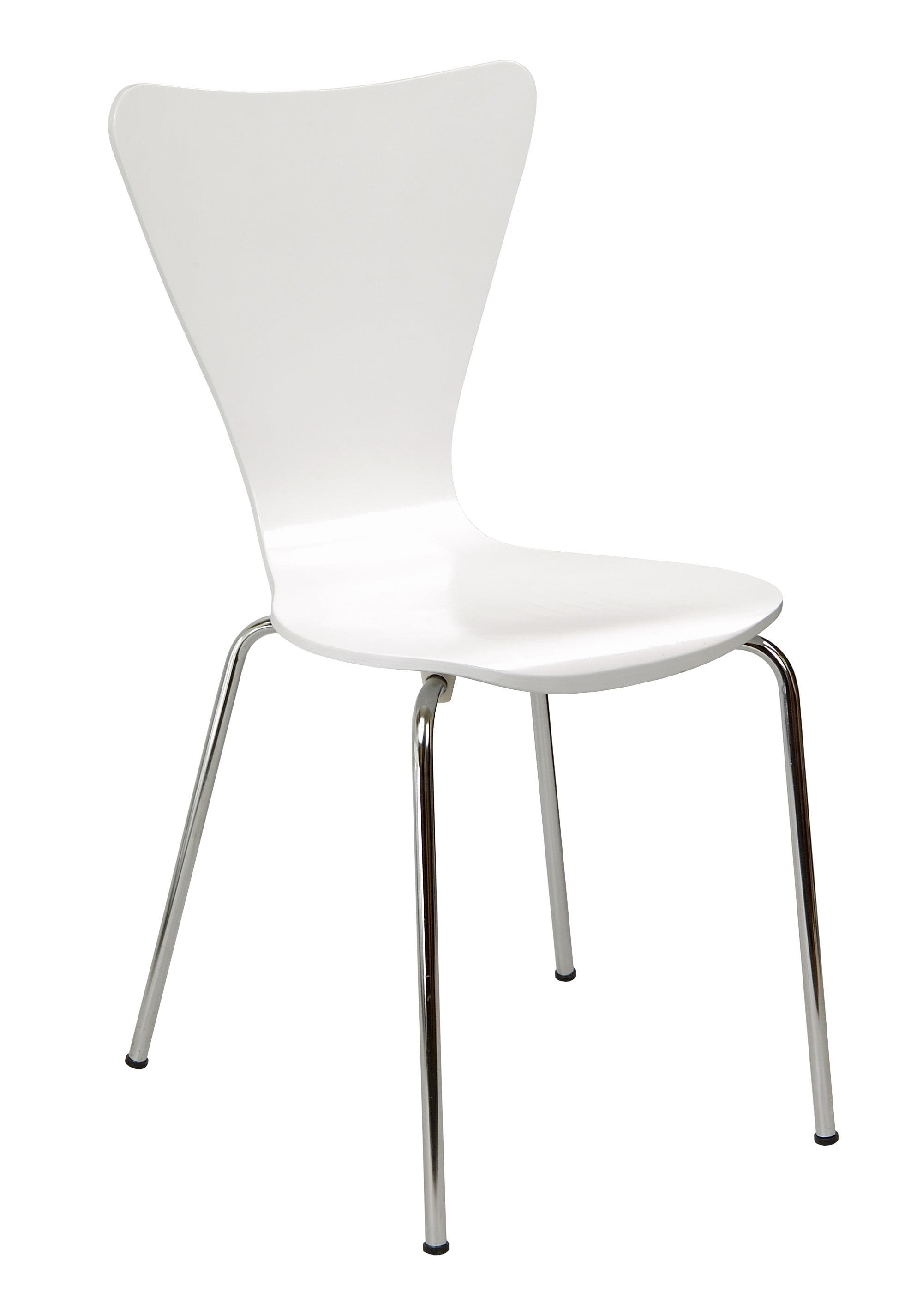 Legare Modern Bentwood Armless Chair in White with Chrome Steel Legs