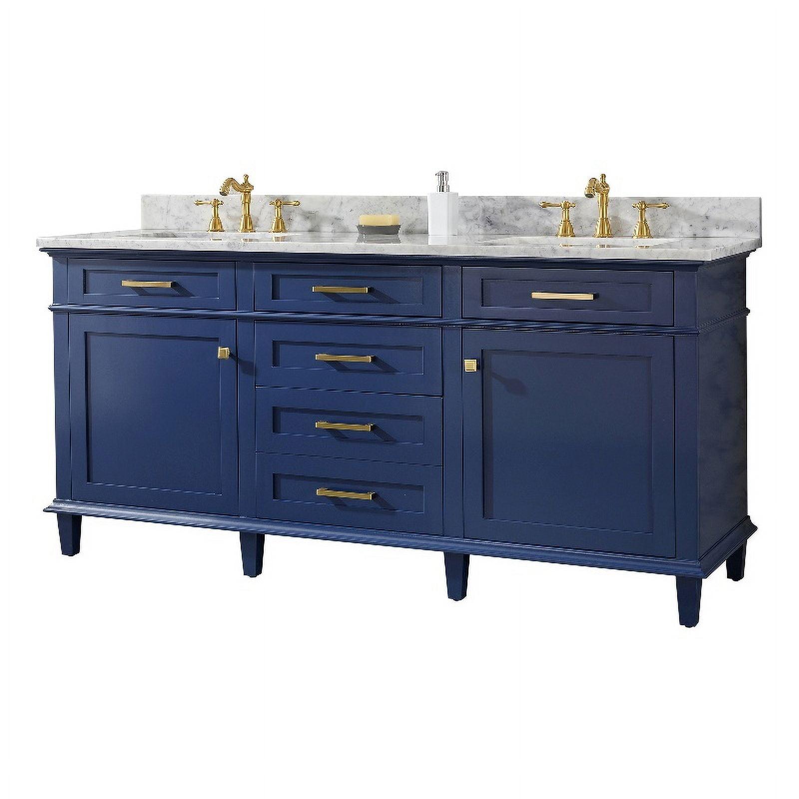 Legion Furniture 3-Drawer Wood & Marble Vanity Cabinet in Blue and White