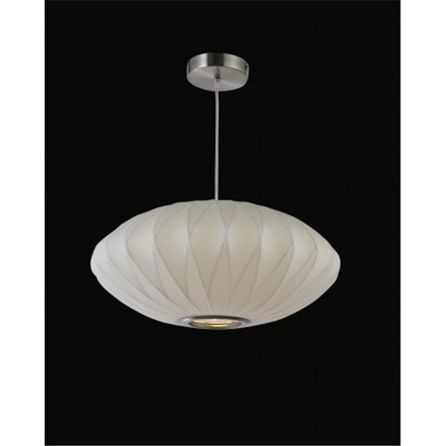 Elegance Brushed Nickel 18" Geometric Pendant Light with White Fabric Shade