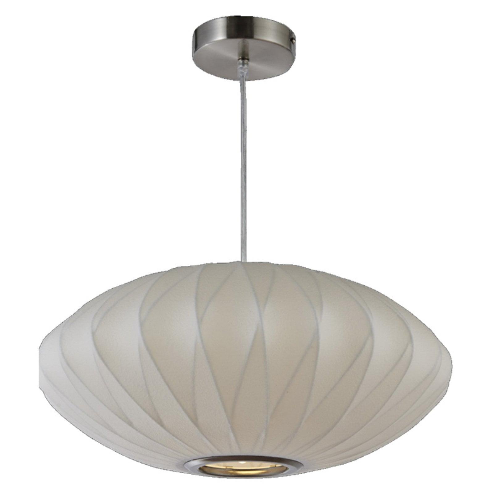 Elegance Brushed Nickel 18" Geometric Pendant Light with White Fabric Shade