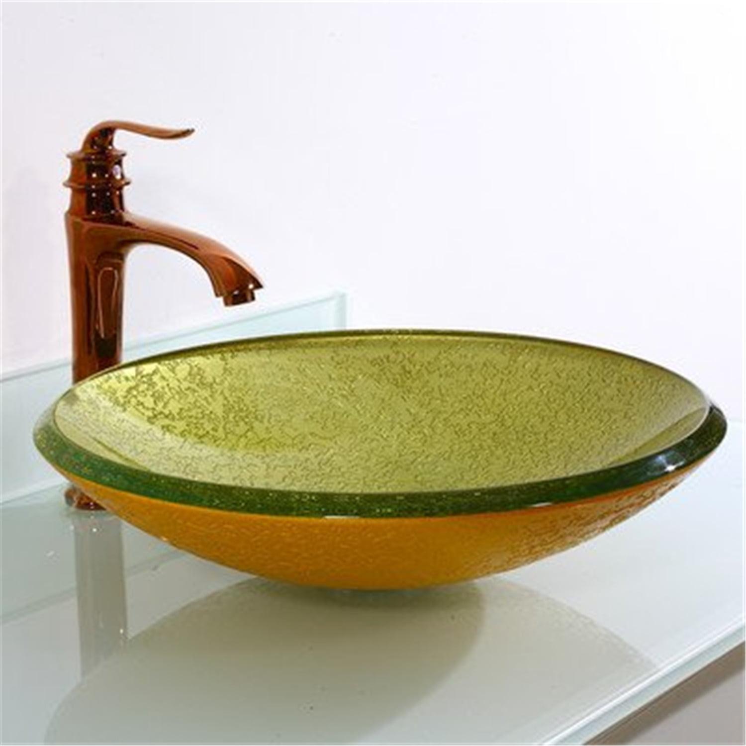 Legion Furniture Lime/Yellow Glass Circular Bathroom Sink