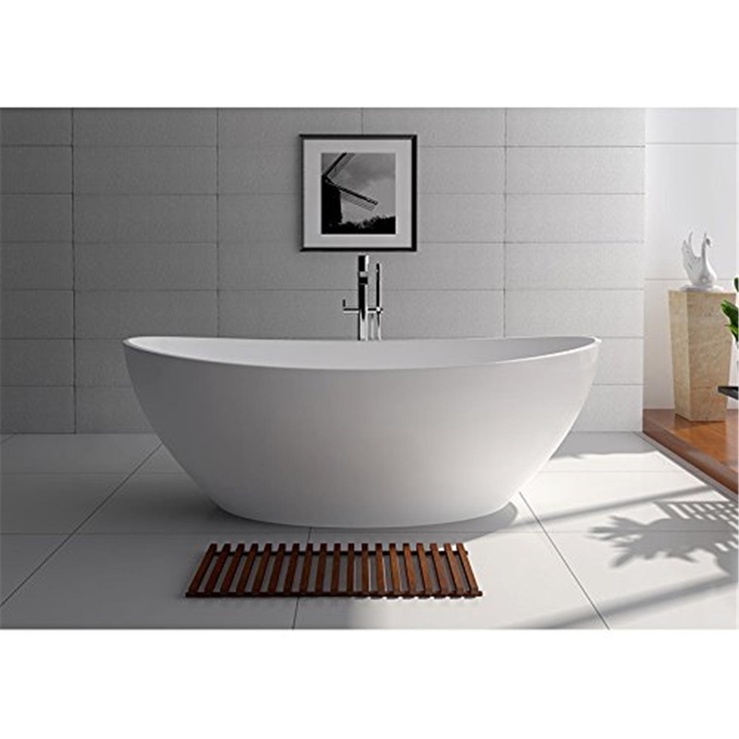 63'' White Acrylic Freestanding Soaking Bathtub