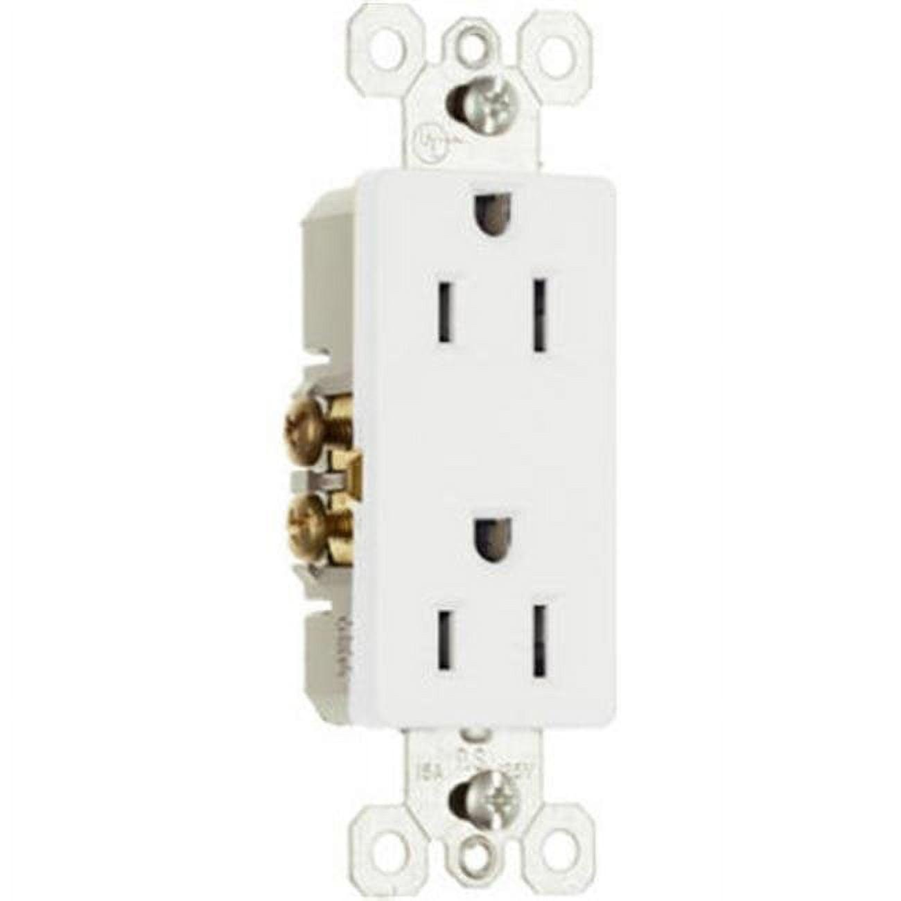 White Tamper Resistant Duplex Outlet with Wall Plate