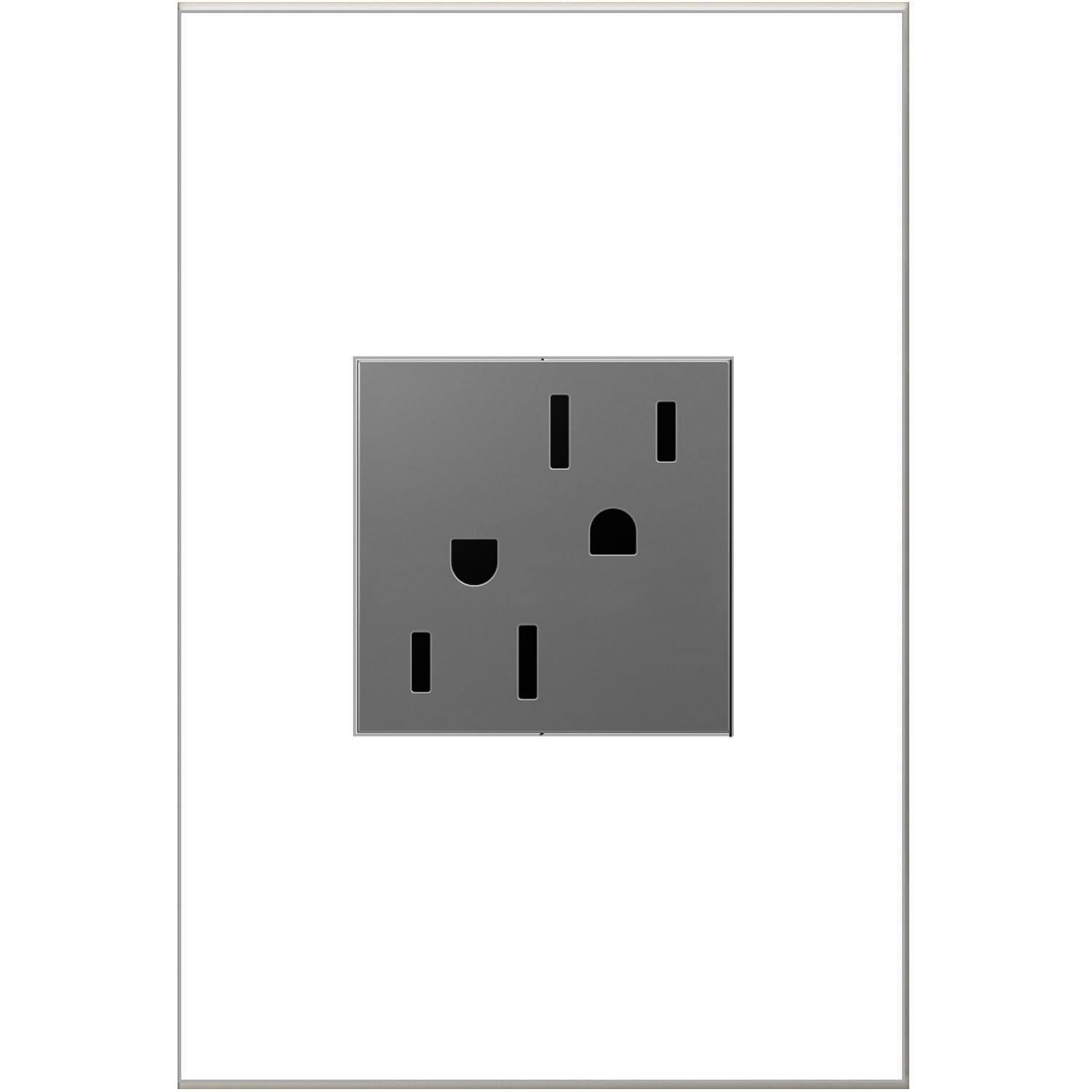 Silver Tamper Resistant In-Wall Outlet with Wall Plate