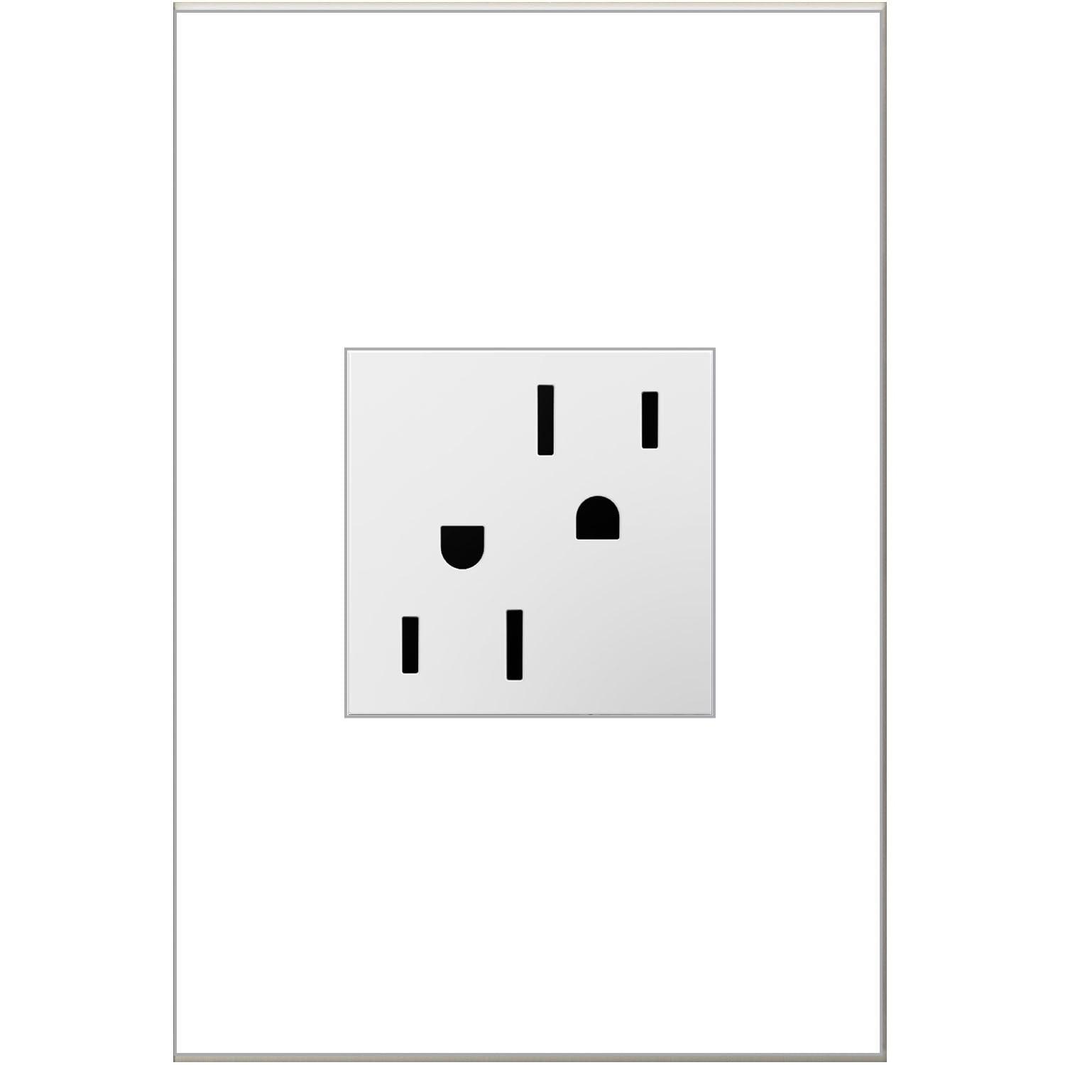 White Tamper-Resistant Electrical Outlet with Wall Plate