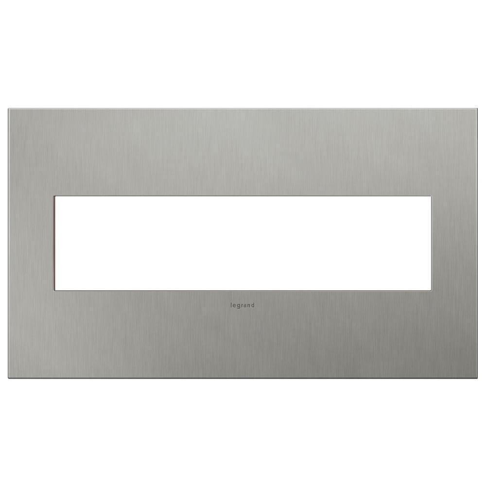 Brushed Stainless Steel 4-Gang Wall Plate