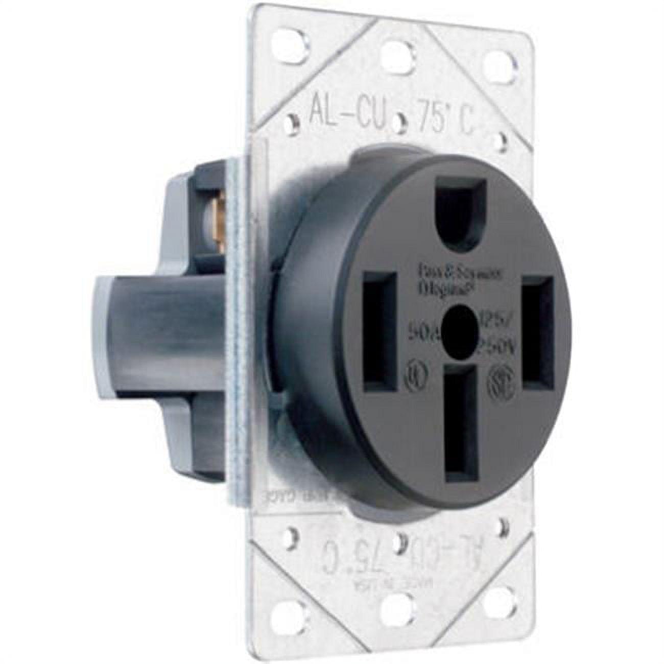 Black 50-Amp 125/250V Flush Mount Range Outlet with Wall Plate