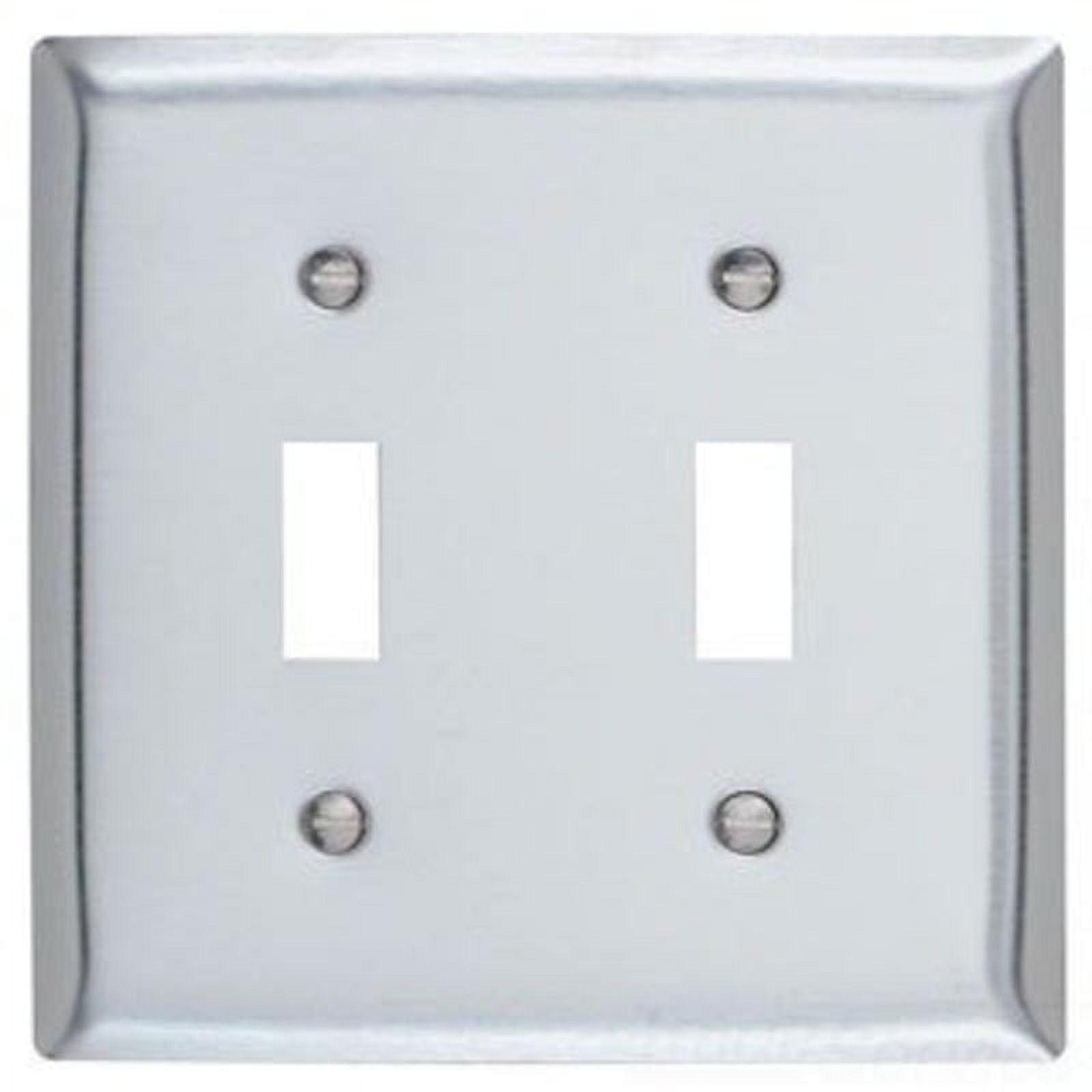 Brushed Silver Stainless Steel 2-Gang Toggle Wall Plate