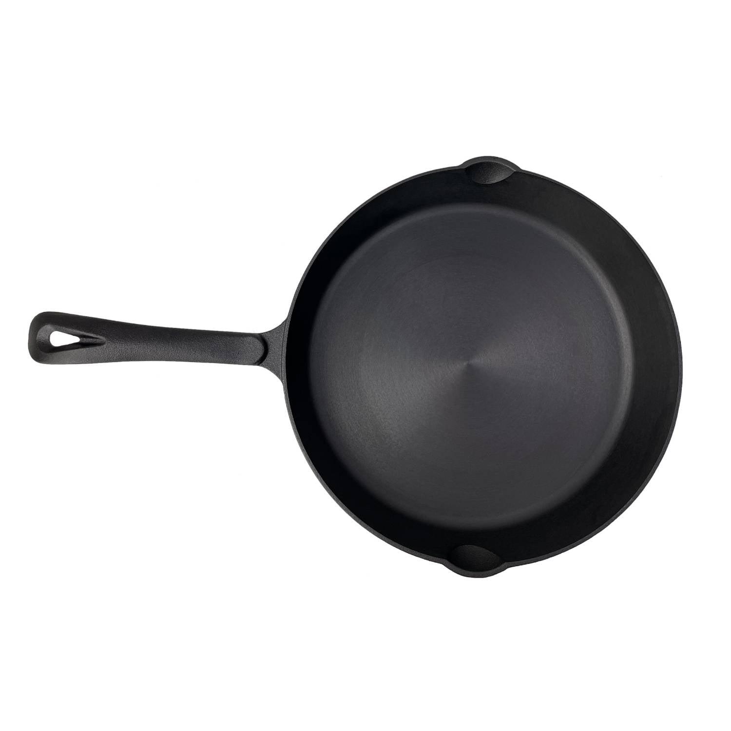 Lehman's Cast Iron Skillet - Nitrogen Hardened Cookware, Tough but Lightweight, No Need to Season, Silicone Safety Handle Included - 12 inch