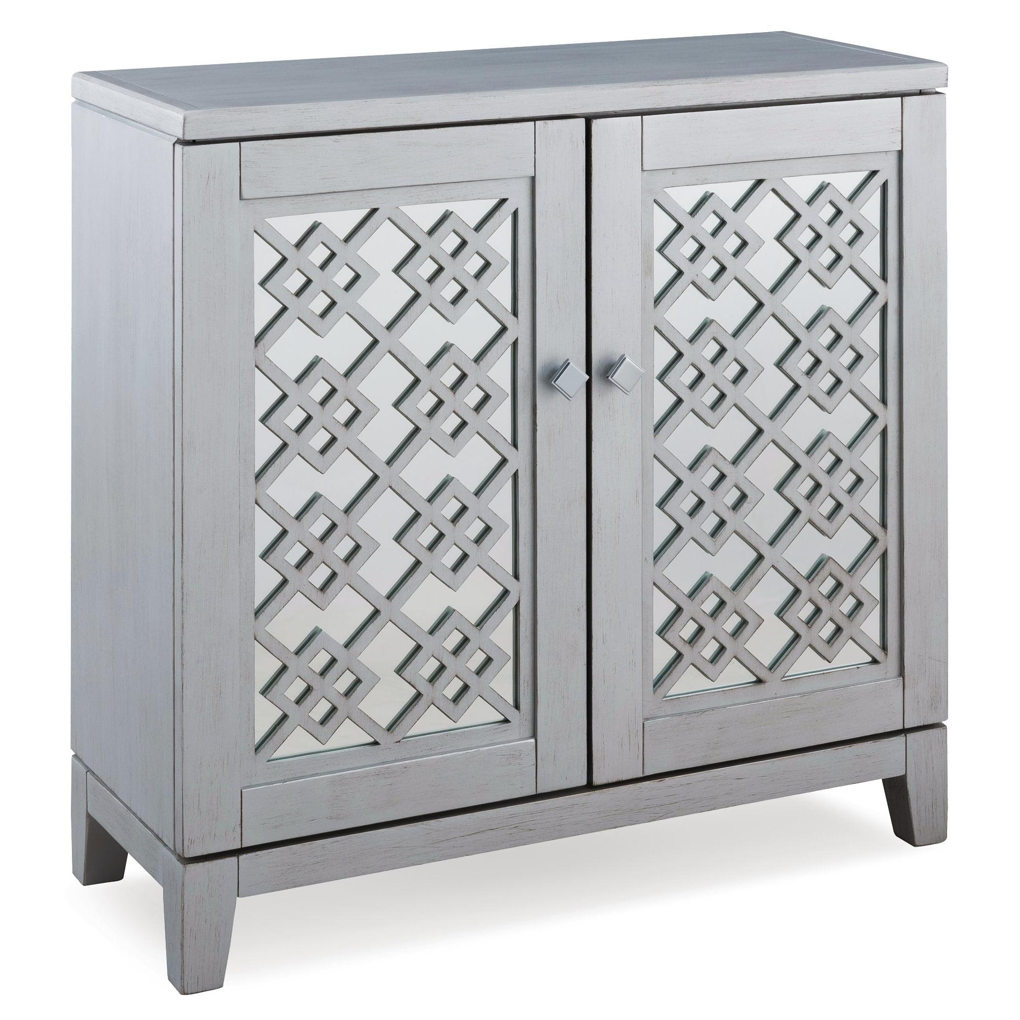 Leick Diamond Mirrored Wood Console Table in Silver Leaf