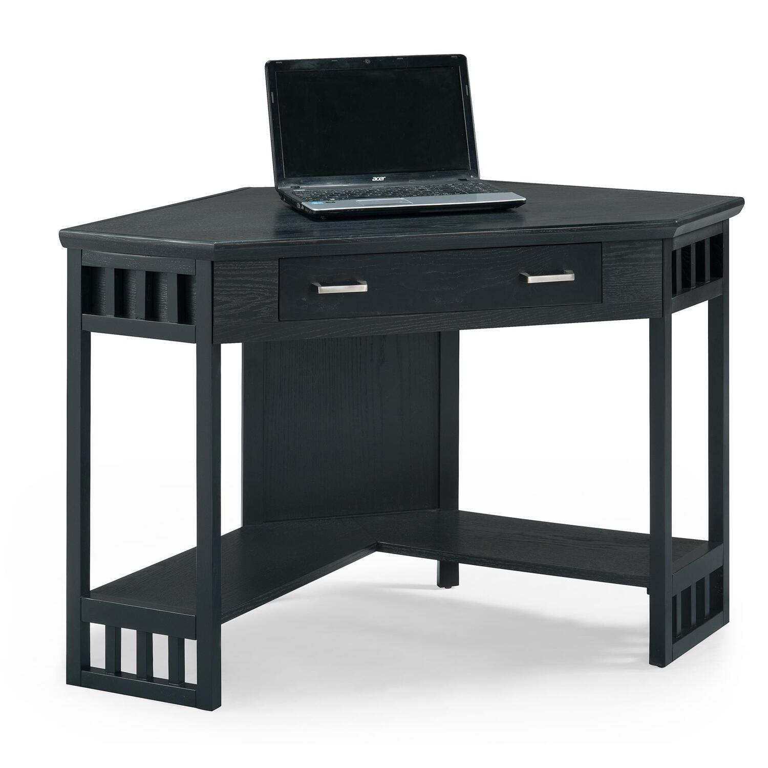 Leick Furniture Corner Computer Wood Desk in Black