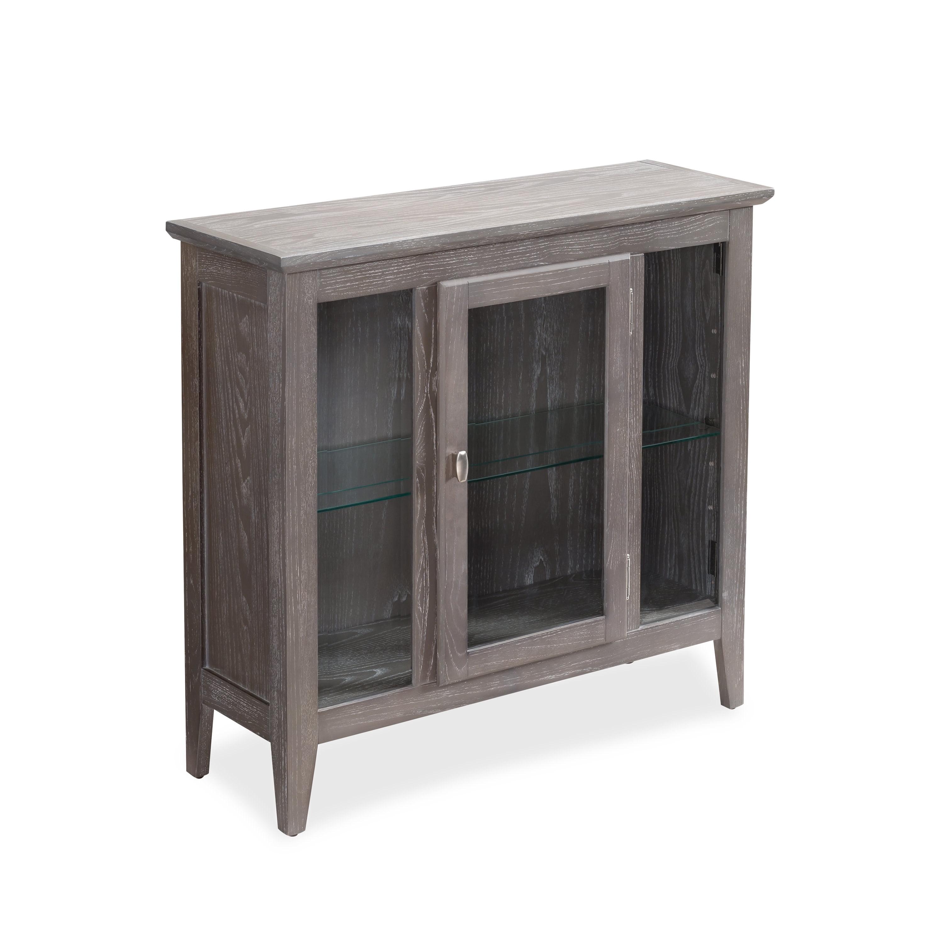 Weathered Gray Lighted Entryway Curio Cabinet with Beveled Glass