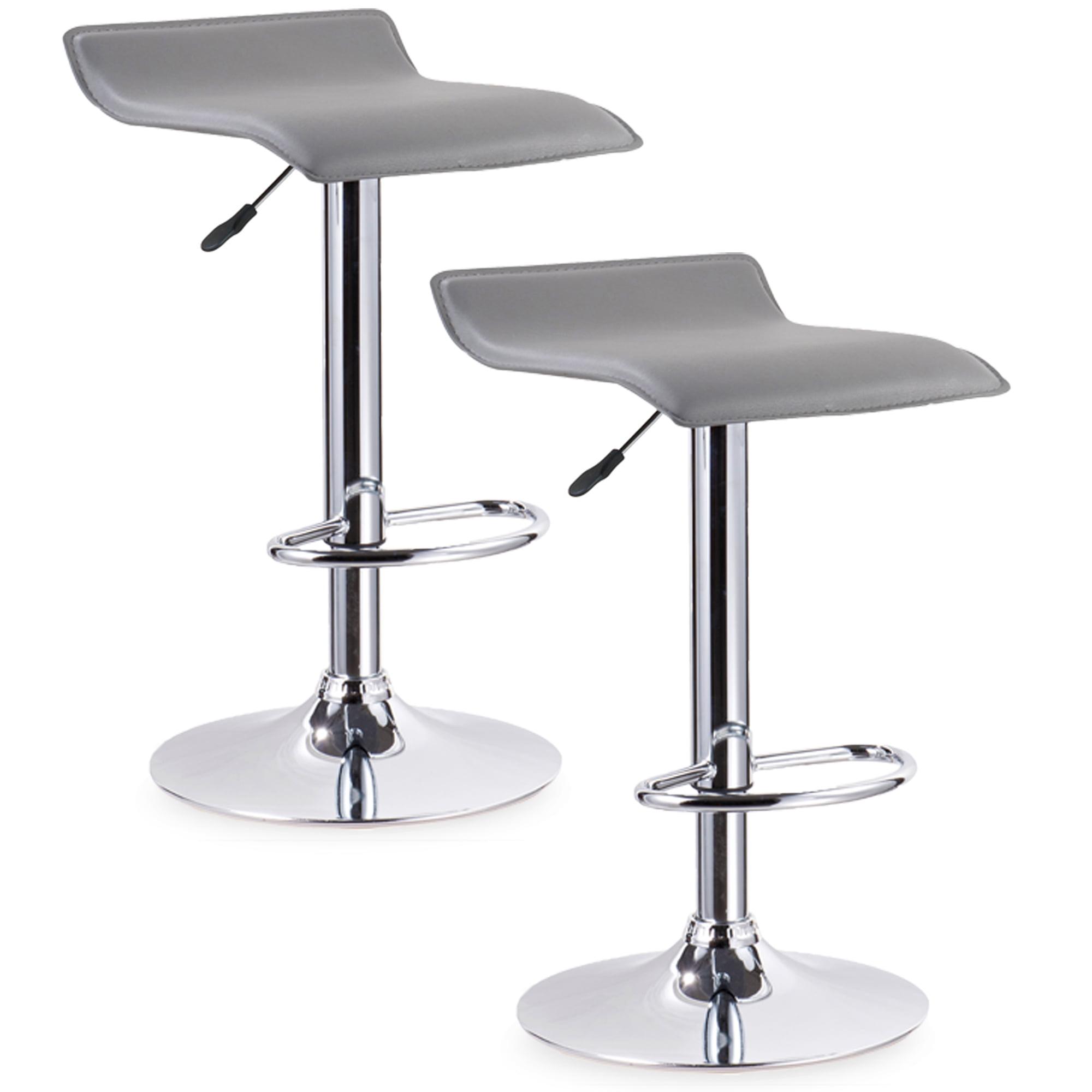 Leick Home 10042GR Adjustable Swivel Stool with Chrome Base, Set of 2, Gray